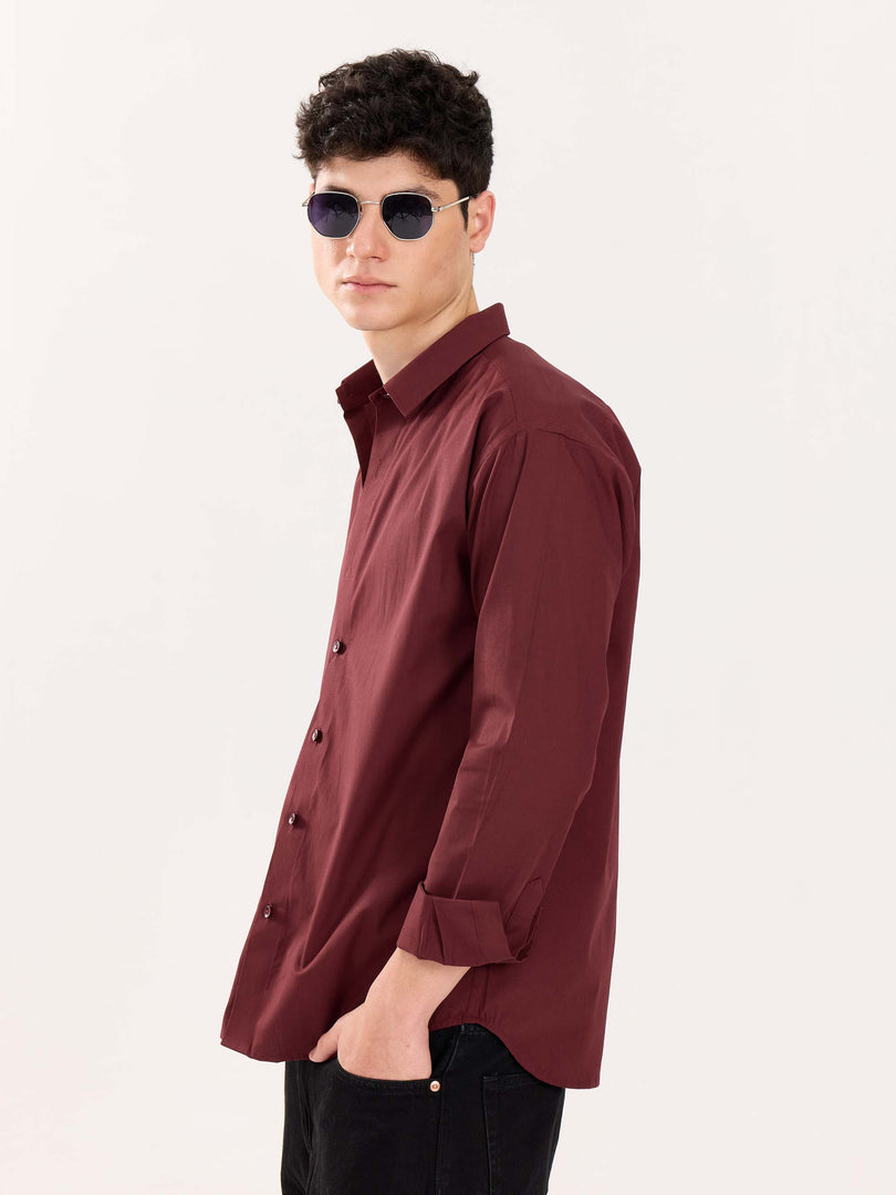 Maroon Poplin Shirt