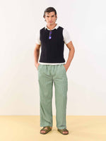 Load image into Gallery viewer, Olive Striped Linen Pull-on Pants
