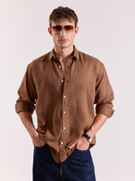Load image into Gallery viewer, Rust Brown Linen-blend Shirt