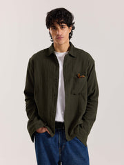 Dark Olive Gauze Holiday Shirt