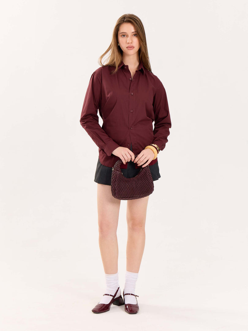 Maroon Poplin Shirt