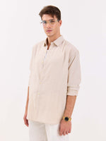 Load image into Gallery viewer, Beige Striped Linen-blend Shirt
