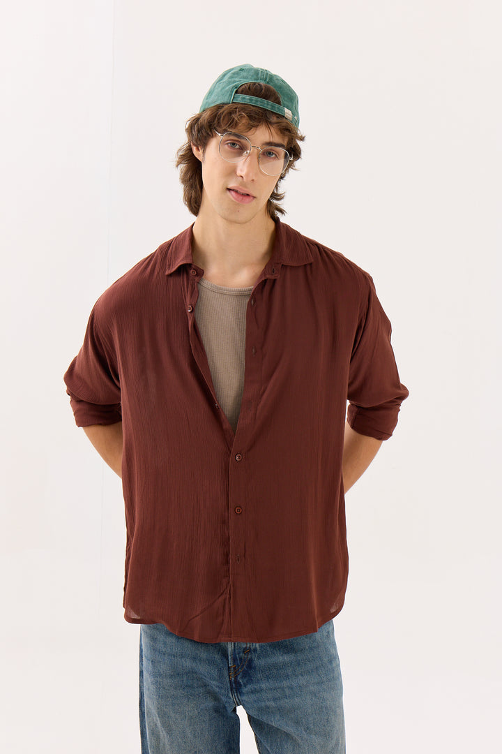 Dark Brown Wrinkled Shirt ( Pre-Order )
