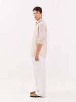 Load image into Gallery viewer, Beige Striped Linen-blend Shirt
