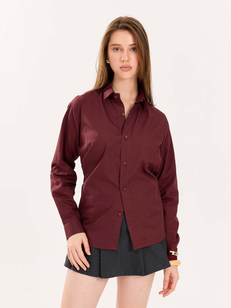 Maroon Poplin Shirt
