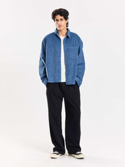 Dusty Blue Corduroy Oversized Shirt