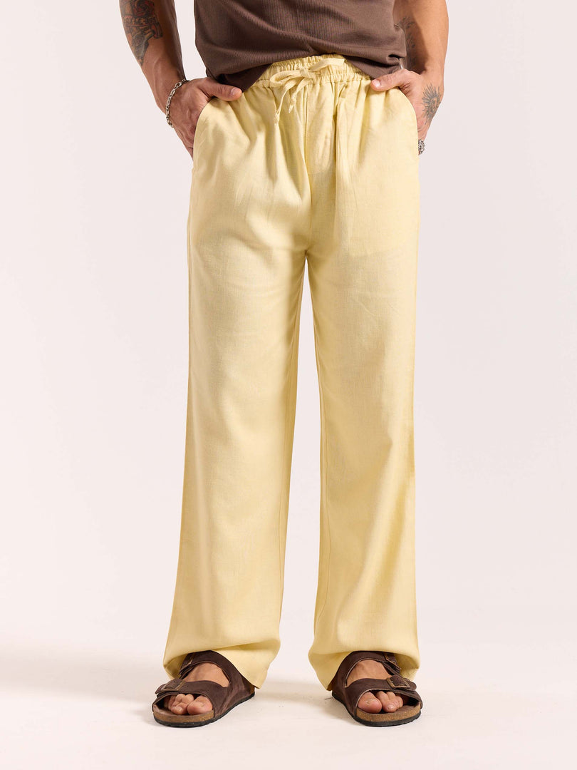 Butter Yellow Linen Pull-on Pants