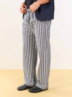 Load image into Gallery viewer, Grey Striped Linen Pull-on Pants
