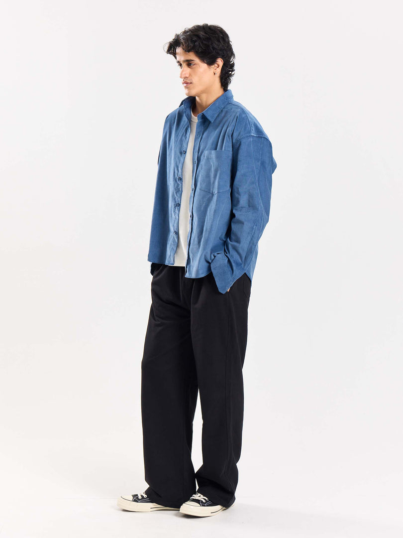 Dusty Blue Corduroy Oversized Shirt