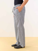 Load image into Gallery viewer, Grey Striped Linen Pull-on Pants
