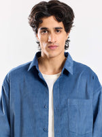 Load image into Gallery viewer, Dusty Blue Corduroy Oversized Shirt
