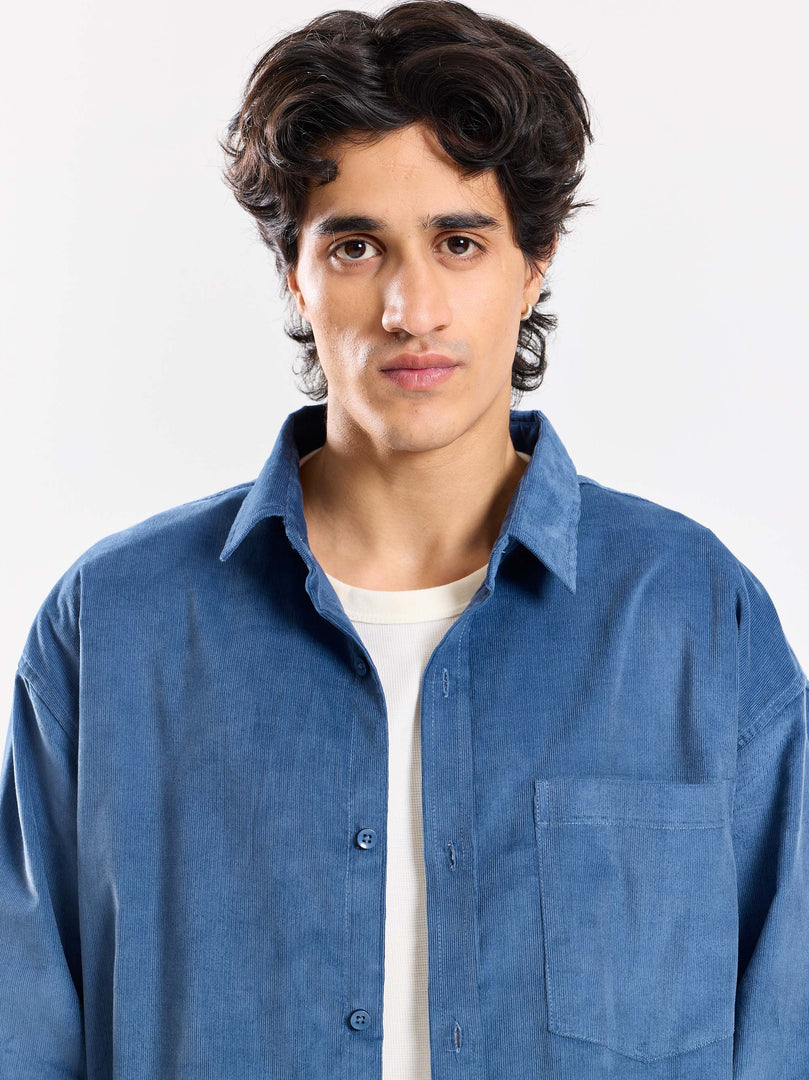 Dusty Blue Corduroy Oversized Shirt
