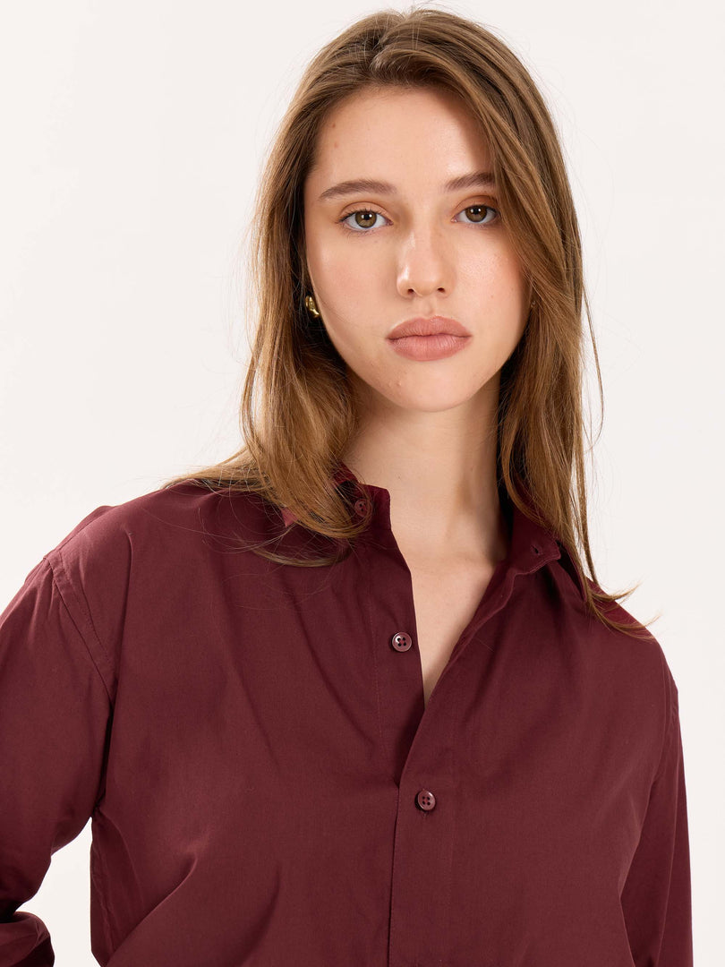 Maroon Poplin Shirt