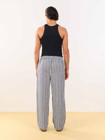 Load image into Gallery viewer, Grey Striped Linen Pull-on Pants
