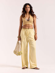 Butter Yellow Linen Pull-on Pants