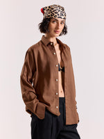Load image into Gallery viewer, Rust Brown Linen-blend Shirt