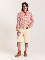 Load image into Gallery viewer, Red Striped Loose Fit Cropped T-Shirt