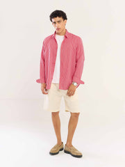 Red Striped Poplin Shirt