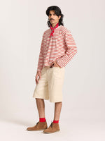 Load image into Gallery viewer, Red Striped Loose Fit Cropped T-Shirt
