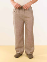 Load image into Gallery viewer, Brown Textured Linen Pull-on Pants

