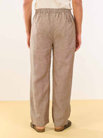 Load image into Gallery viewer, Brown Textured Linen Pull-on Pants
