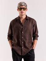 Load image into Gallery viewer, Dark Brown Linen-blend Shirt