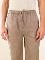 Load image into Gallery viewer, Brown Textured Linen Pull-on Pants
