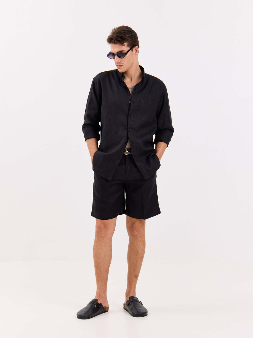 Black Irish Linen Shirt