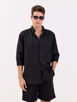Load image into Gallery viewer, Black Irish Linen Shirt
