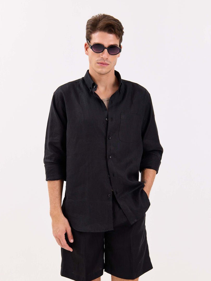 Black Irish Linen Shirt
