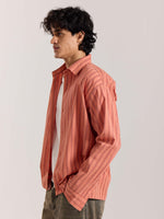 Load image into Gallery viewer, Carrot Red Striped Seersucker Holiday Shirt