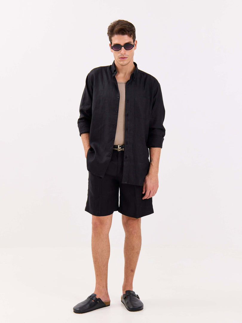 Black Irish Linen Shirt