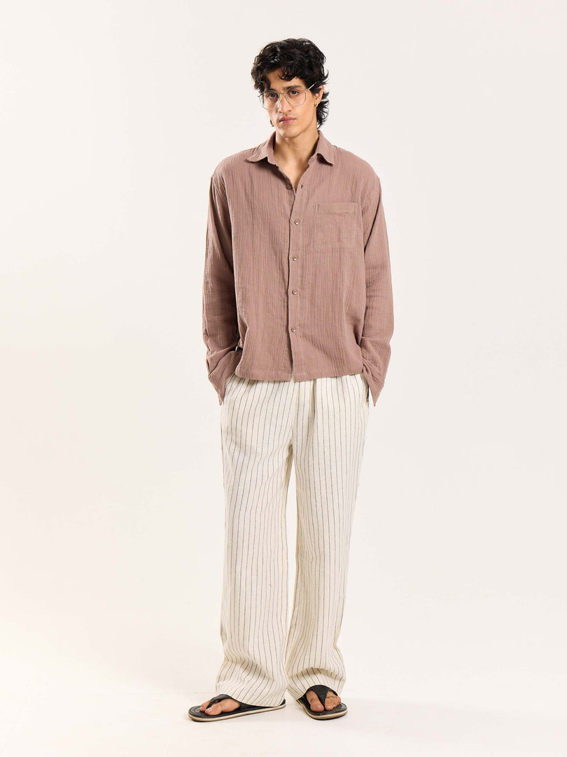 Taupe Gauze Holiday Shirt