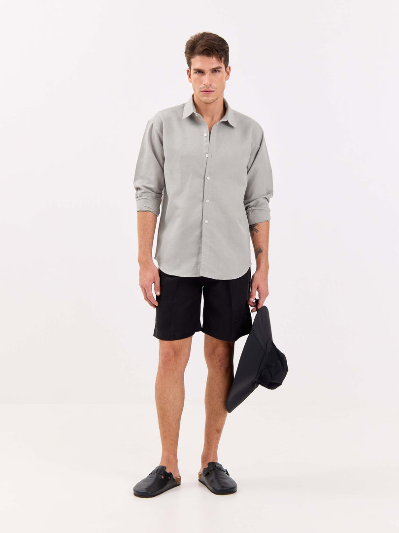Light Grey Linen-blend Shirt