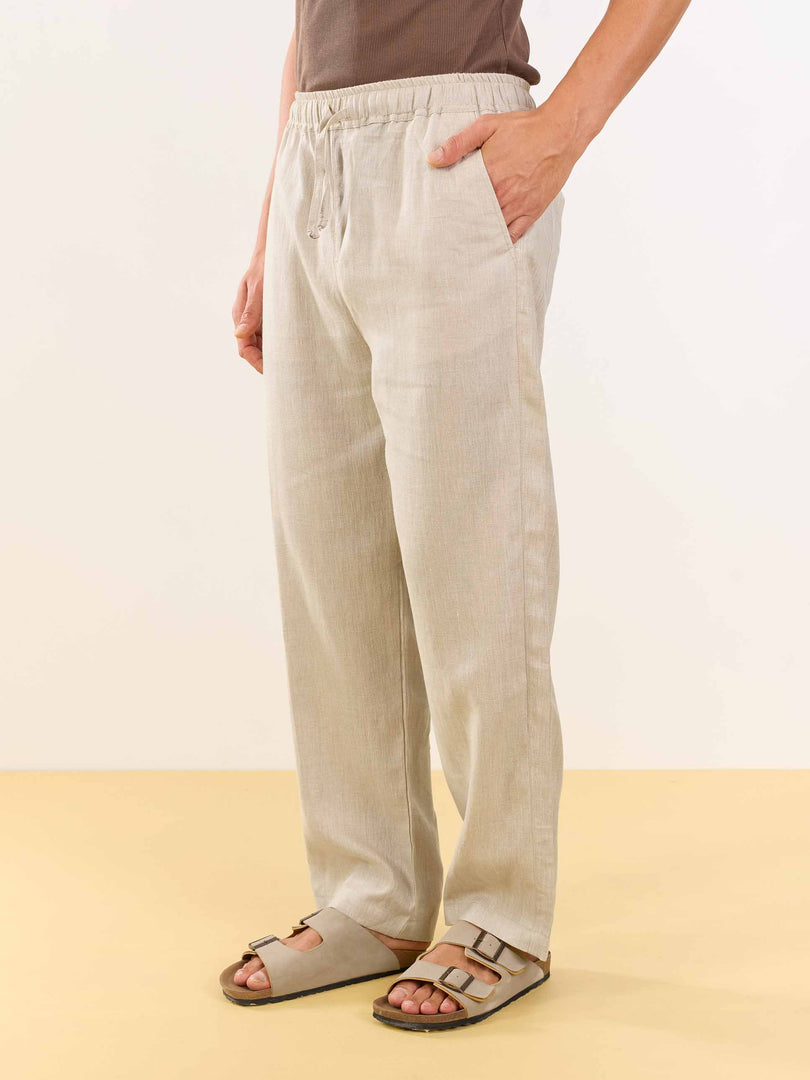 Natural Linen Pull-on Pants