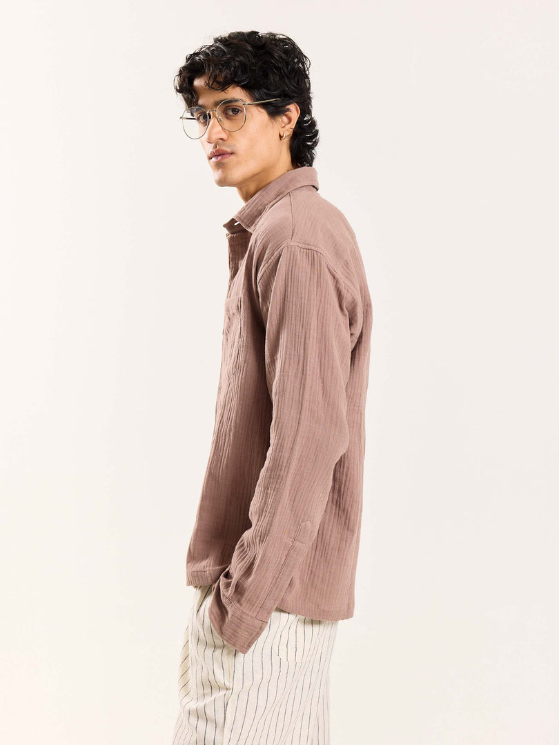 Taupe Gauze Holiday Shirt