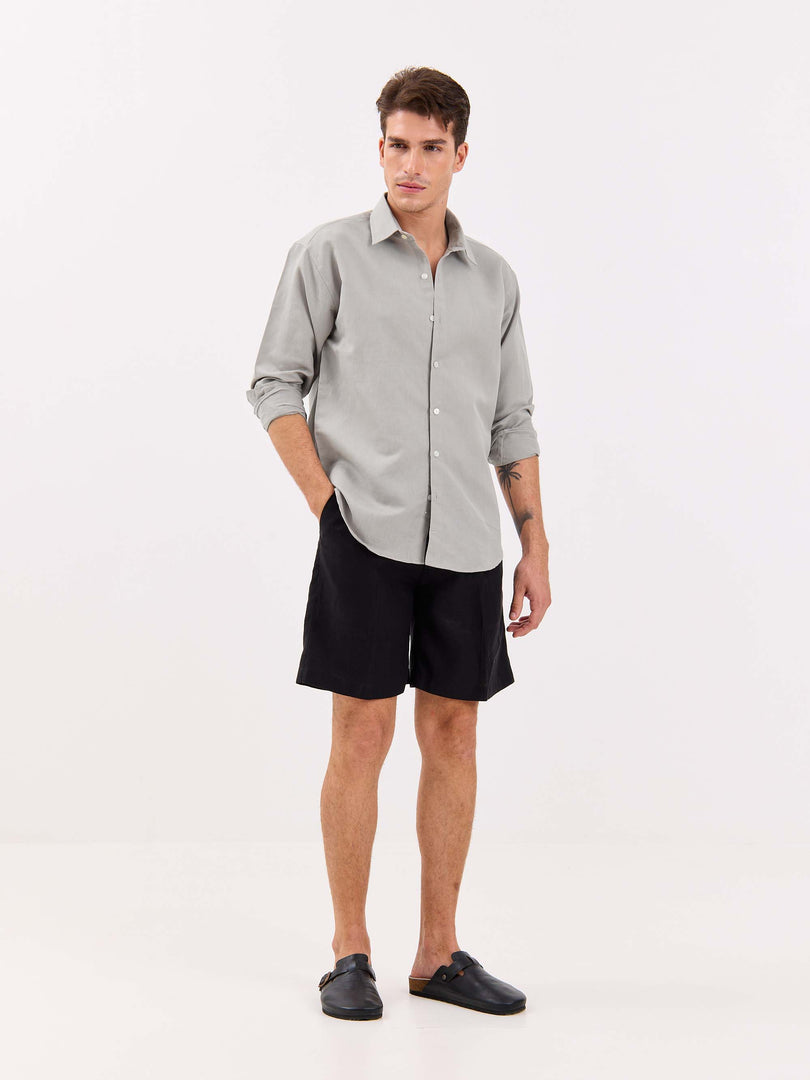 Light Grey Linen-blend Shirt