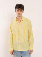 Load image into Gallery viewer, Yellow &amp; White Poplin Striped Shirt
