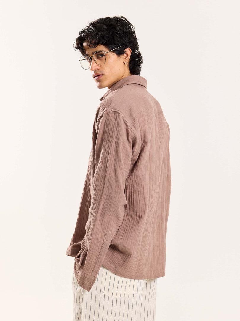 Taupe Gauze Holiday Shirt