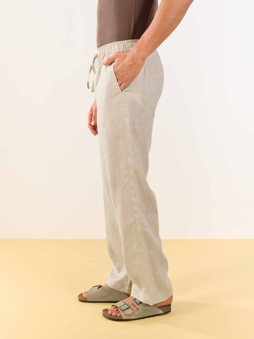 Natural Linen Pull-on Pants