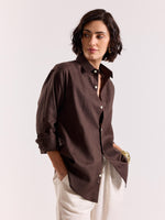 Load image into Gallery viewer, Dark Brown Linen-blend Shirt