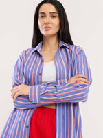 Load image into Gallery viewer, Blue &amp; Red Striped Poplin Shirt
