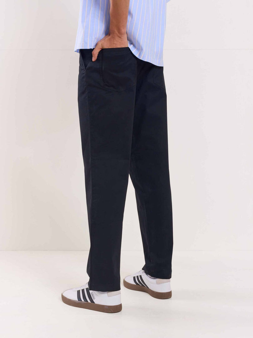 Black Loose Fit Twill Trousers
