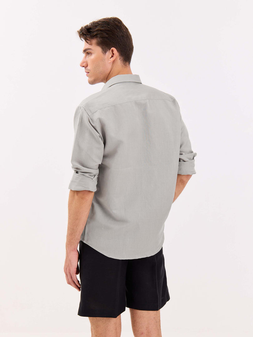 Light Grey Linen-blend Shirt