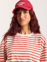 Load image into Gallery viewer, Red Striped Loose Fit Cropped T-Shirt
