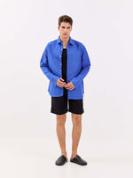 Load image into Gallery viewer, Azure Blue Linen-blend Shirt
