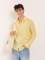 Load image into Gallery viewer, Yellow &amp; White Poplin Striped Shirt

