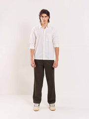 Olive Loose Fit Twill Trousers