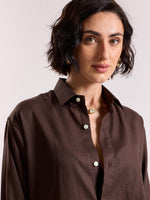 Load image into Gallery viewer, Dark Brown Linen-blend Shirt