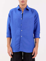 Load image into Gallery viewer, Azure Blue Linen-blend Shirt

